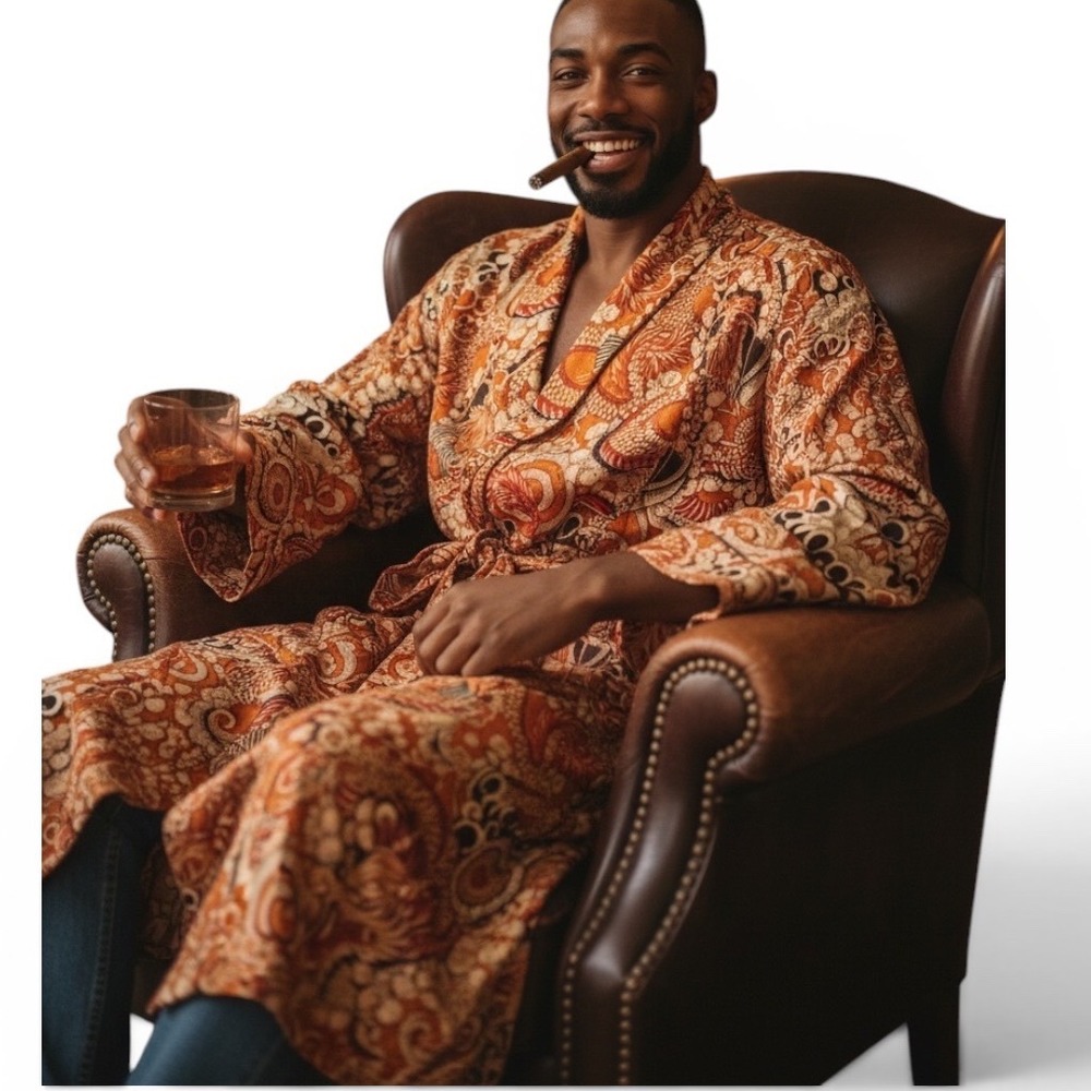 Vintage State O Maine Dragon Print Satin Smoking Robe Mens Psychedelic Lounge